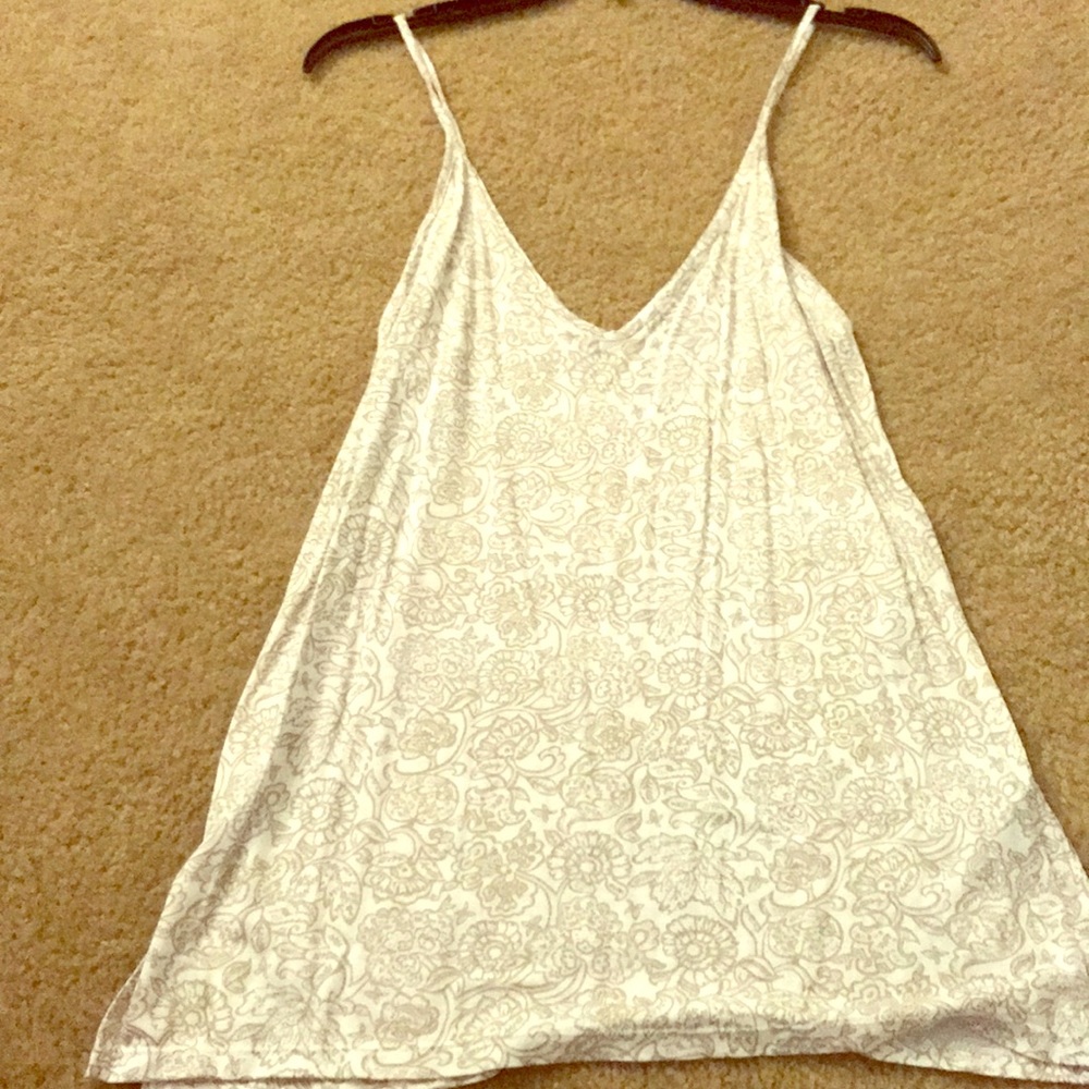 White and tan floral tank